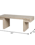 48" Natural Wood And Solid Wood Distressed Frame Coffee Table