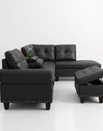 Modular L Shaped Three Piece Sofa and Chaise Sectional With Ottoman