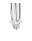 48" Silver Glass And Solid Wood Pedestal Console Table