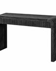 59" Black Distressed Wood Pedestal Console Table