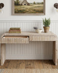 59" Black Distressed Wood Pedestal Console Table