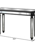 48" Silver Glass And Solid Wood Pedestal Console Table