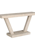 60" Natural Wood Distressed Pedestal Console Table