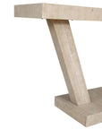 60" Natural Wood Distressed Pedestal Console Table