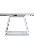 56" Silver Mirrored Glass Geometric Pedestal Console Table
