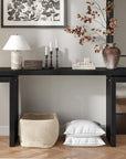 60" Black Wood Pedestal Console Table