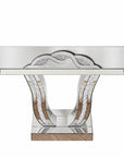 43" Silver Wood Glass Solid Wood Faux Crystal And Stone Pedestal Console Table