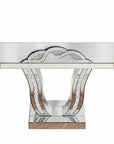 43" Silver Wood Glass Solid Wood Faux Crystal And Stone Pedestal Console Table