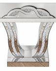 43" Silver Wood Glass Solid Wood Faux Crystal And Stone Pedestal Console Table