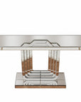 47" Silver Glass And Solid Wood Sled Console Table