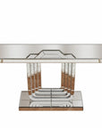 47" Silver Glass And Solid Wood Sled Console Table