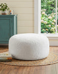 55" White Upholstered Bean Bag Chair