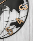 36" Black Iron Digital Round Wall Clock