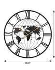 36" Black Iron Digital Round Wall Clock
