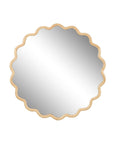 31" Natural Solid Wood Scalloped Round Framed Bathroom Vanity Mirror