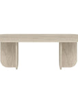 48" Beige Melamine Veneer And Wood Oval Double Pedestal Coffee Table