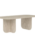 48" Beige Melamine Veneer And Wood Oval Double Pedestal Coffee Table
