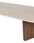 52" Tan Melamine Veneer And Wood Oval Double Pedestal Coffee Table
