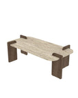 48" Tan Melamine Veneer And Wood Block Coffee Table