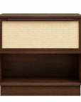 22" Walnut Wood Woven Texture One Drawer Nightstand