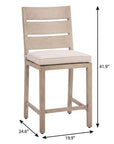 Set of Two 27" Gray Aluminum Outdoor Counter Height Bar Chairs