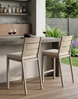 Set of Two 27" Gray Aluminum Outdoor Counter Height Bar Chairs