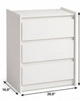 24" White Wood Three Drawer Nightstand with USB Port and Integrated Tech