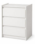 24" White Wood Three Drawer Nightstand with USB Port and Integrated Tech