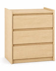 24" White Wood Three Drawer Nightstand with USB Port and Integrated Tech