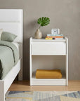 24" White Wood One Drawer Nightstand