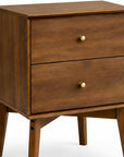 26" Oak Wood Two Drawer Nightstand