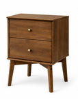 26" Oak Wood Two Drawer Nightstand