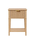 Set of Two 23" Natural Wood Ribbed Texture One Drawer Nightstand