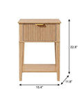 Set of Two 23" Natural Wood Ribbed Texture One Drawer Nightstand