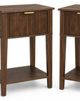 Set of Two 23" Natural Wood Ribbed Texture One Drawer Nightstand