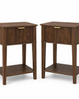 Set of Two 23" Natural Wood Ribbed Texture One Drawer Nightstand