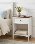 26" Black Wood One Drawer Nightstand