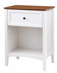 26" Black Wood One Drawer Nightstand