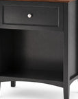 26" Black Wood One Drawer Nightstand