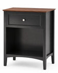 26" Black Wood One Drawer Nightstand