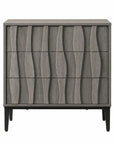 26" Walnut Wood Ribbed Texture Three Drawer Nightstand
