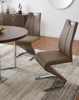 Set of Two Gray Upholstery And Metal Dining Side Chairs