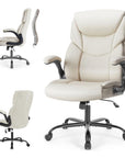 White Faux Leather Swivel Rolling Executive Office Chair