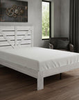 White Solid Wood Metal Steel And Wood Queen Bed Frame