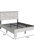 White Metal And Solid Wood Full Bed Frame