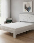 White Metal And Solid Wood Full Bed Frame
