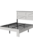 White Metal And Solid Wood Full Bed Frame