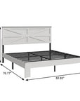 White Solid Wood And Metal King Bed Frame