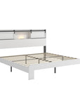 White Metal King Bed Frame With USB