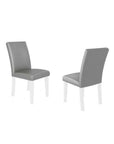 Set of Two Light Gray And White Fabric And Faux Leather And Wood Dining Side Chairs